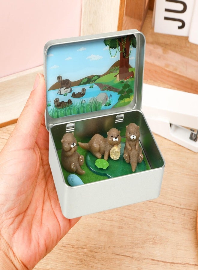 JULEASEL Little Pocket Otter, Cute Otter Friend in Tin Box, Travel Buddy, Gift for Kids, Friends, Coworkers - Image 3